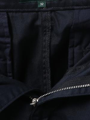 navy blue solid pleated casual trouser - 17916854 - Standard Image - 5