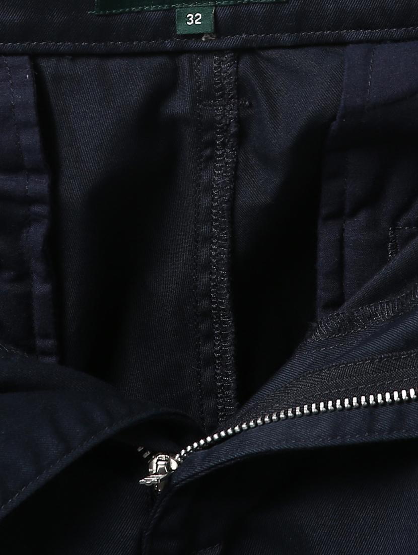 navy blue solid pleated casual trouser - 17916854 - Zoom Image - 5