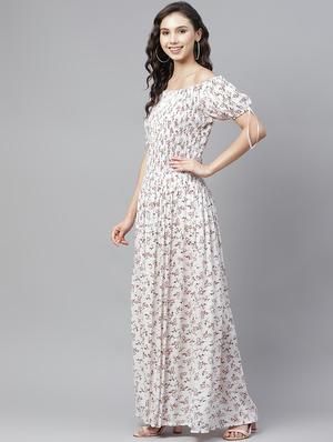 off shoulder floral maxi dress - 17922547 - Standard Image - 2