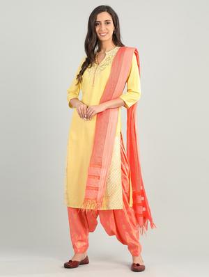 red cotton patiyala salwars - 17922600 - Standard Image - 4