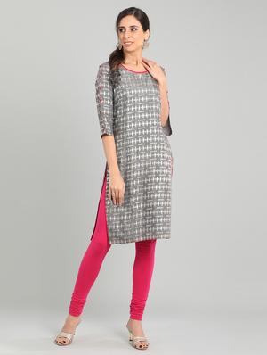 foil print straight kurta - 17922853 - Standard Image - 3