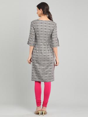 foil print straight kurta - 17922853 - Standard Image - 4