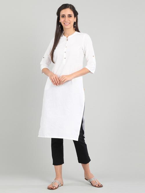 solid straight kurta - 17922861 - Standard Image - 1