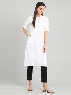 solid straight kurta - 17922861 - Standard Image - 2