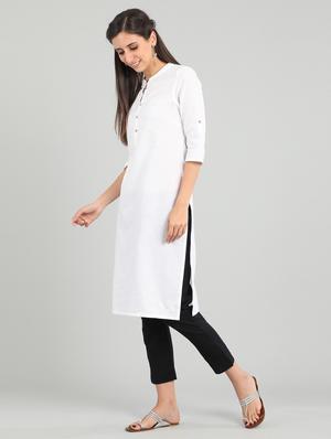 solid straight kurta - 17922861 - Standard Image - 3