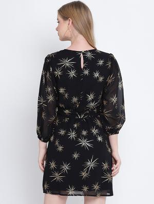 tie front printed a-line dress - 17923603 - Standard Image - 3