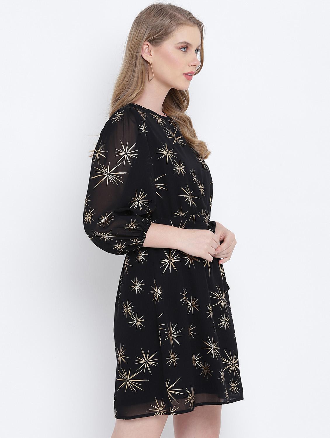tie front printed a-line dress - 17923603 - Zoom Image - 2