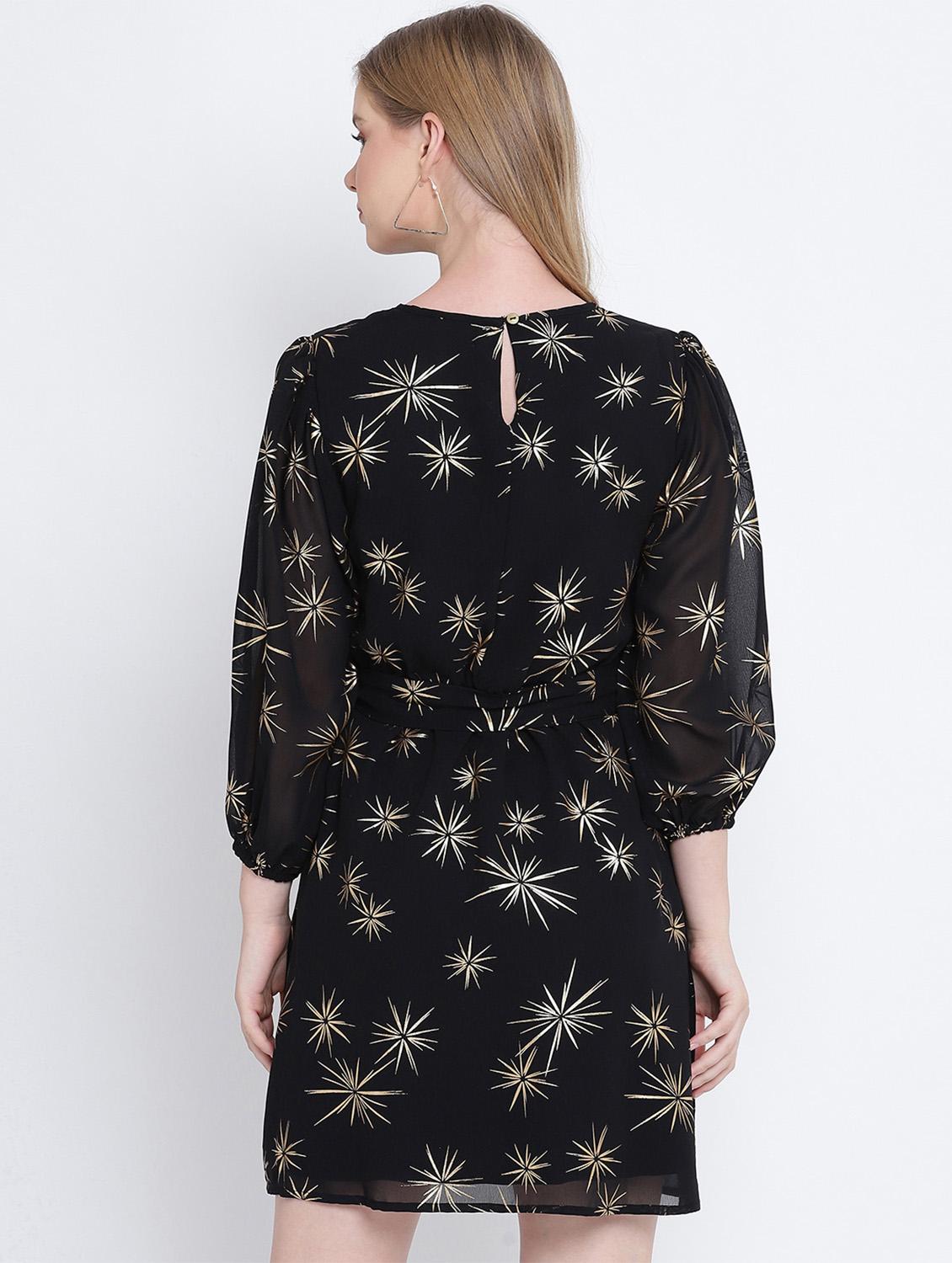 tie front printed a-line dress - 17923603 - Zoom Image - 3