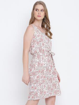 tie front floral a-line dress - 17923610 - Standard Image - 2