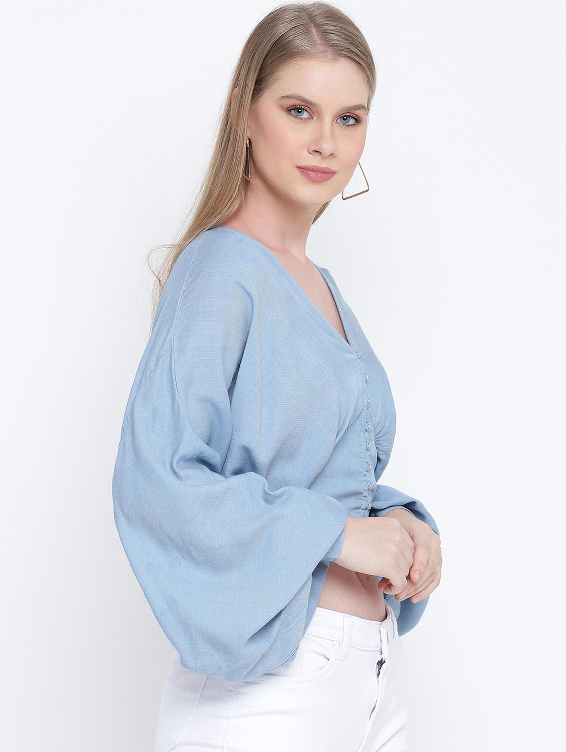 bishop sleeved crop top - 17923641 - Zoom Image - 2