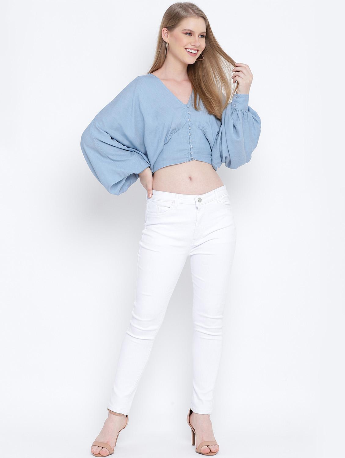 bishop sleeved crop top - 17923641 - Zoom Image - 4