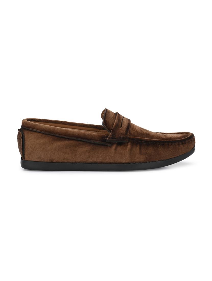 brown velvet slip on loafers - 17924696 - Zoom Image - 2