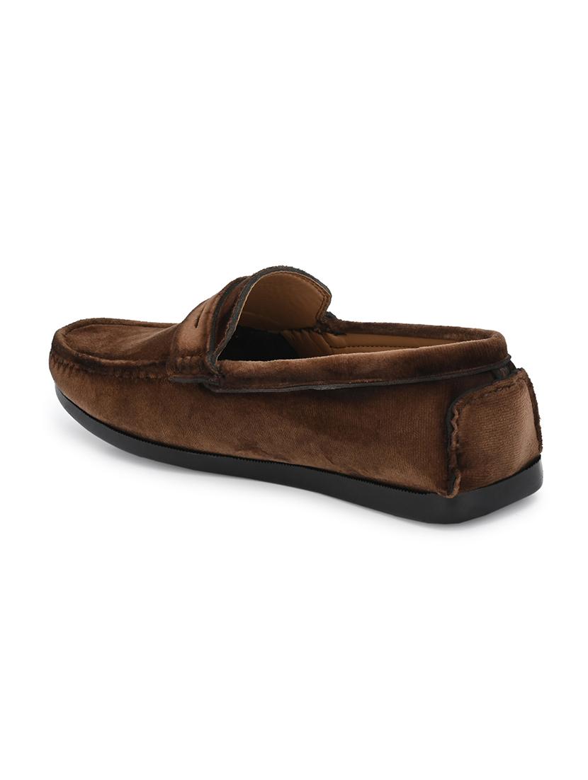 brown velvet slip on loafers - 17924696 - Zoom Image - 3