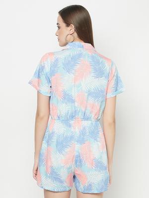 lapel neck printed romper - 17925224 - Standard Image - 4