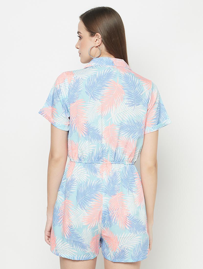 lapel neck printed romper - 17925224 - Zoom Image - 4