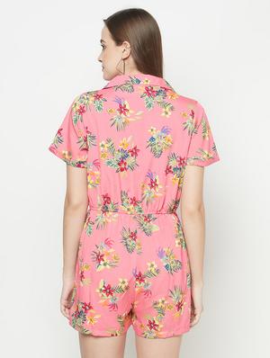 shirt collar tropical jumpsuit - 17925241 - Standard Image - 3