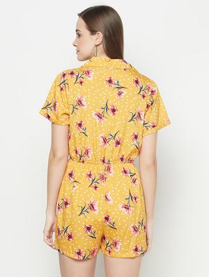 shirt collar floral jumpsuit - 17925242 - Standard Image - 3