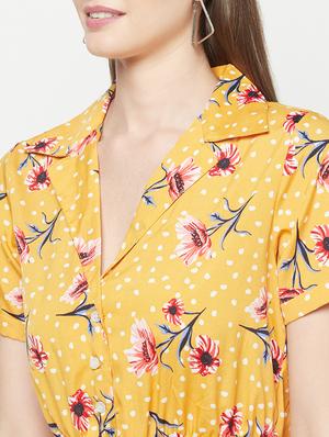 shirt collar floral jumpsuit - 17925242 - Standard Image - 5