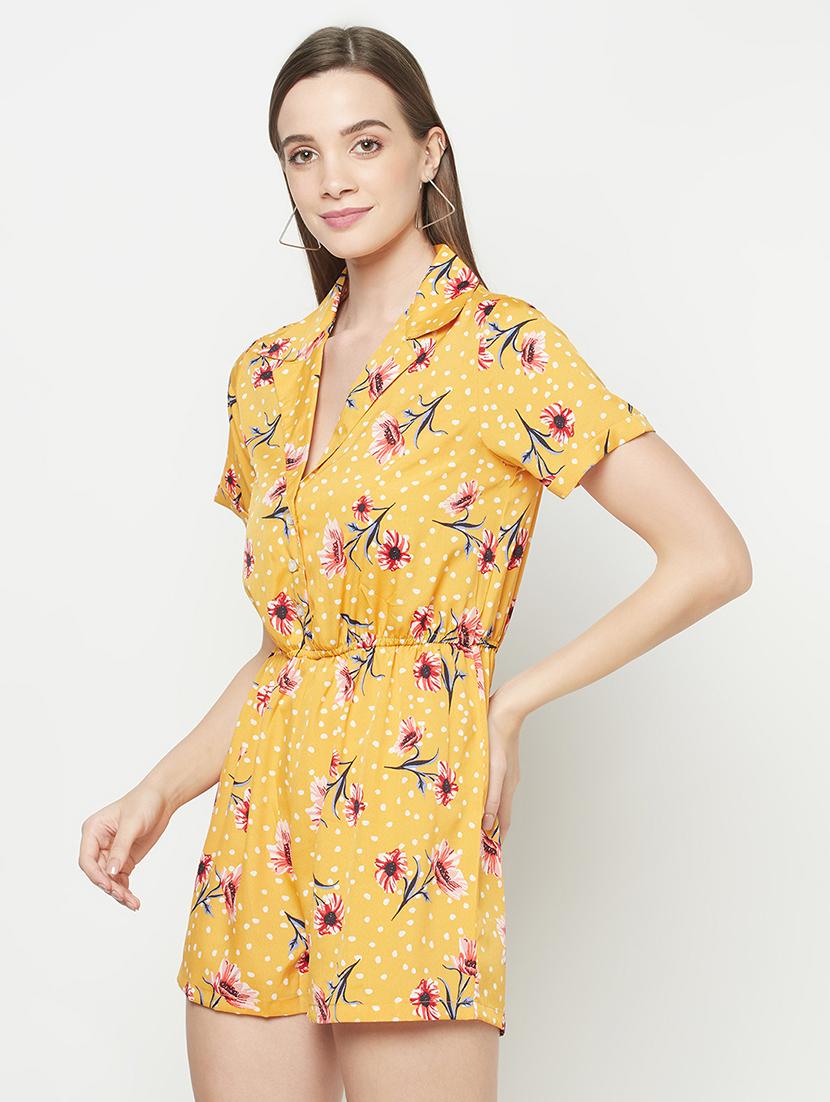 shirt collar floral jumpsuit - 17925242 - Zoom Image - 2