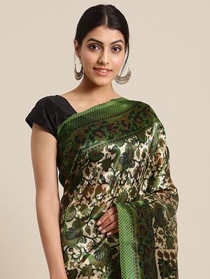 floral bordered saree with blouse - 17925627 - Standard Image - 3