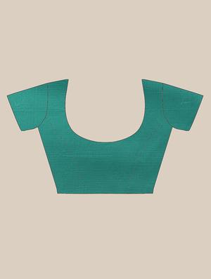 teal printed saree with blouse - 17925686 - Standard Image - 4