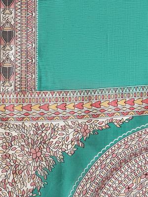 teal printed saree with blouse - 17925686 - Standard Image - 5