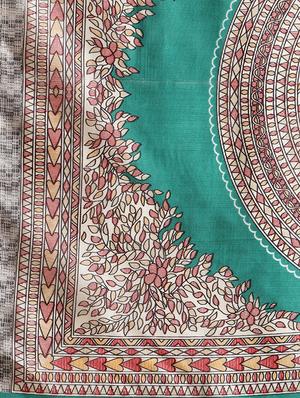 teal printed saree with blouse - 17925686 - Standard Image - 6