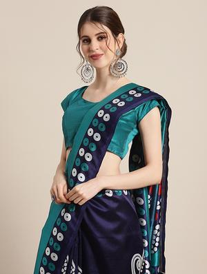 conversational printed saree with blouse - 17925687 - Standard Image - 3