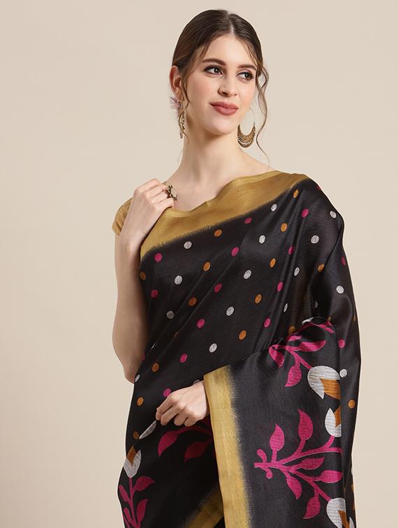 floral printed saree with blouse - 17925707 - Zoom Image - 3