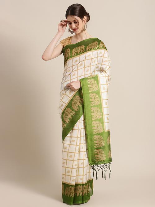 checkered printed saree with blouse - 17925722 - Very Small Image - 1