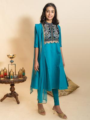 blue embellished suit set - 17926411 - Standard Image - 2