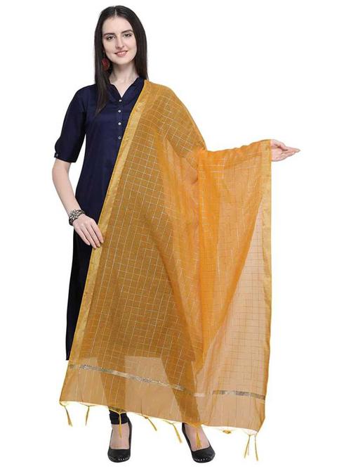 golden chanderi women's dupatta - 17927015 - Very Small Image - 1