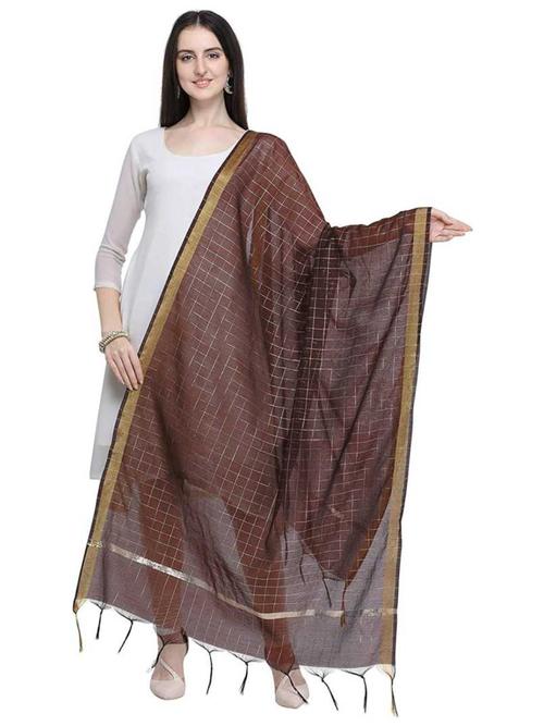 coffee chanderi women's dupatta - 17927019 - Very Small Image - 1