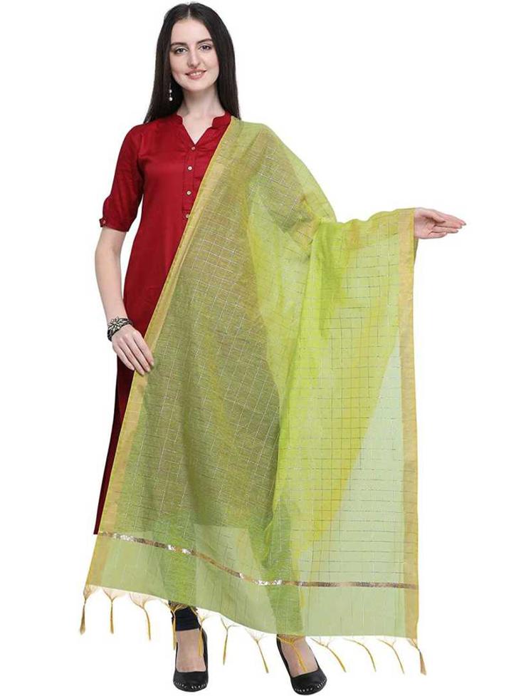 green chanderi women's dupatta - 17927022 - Standard Image - 1