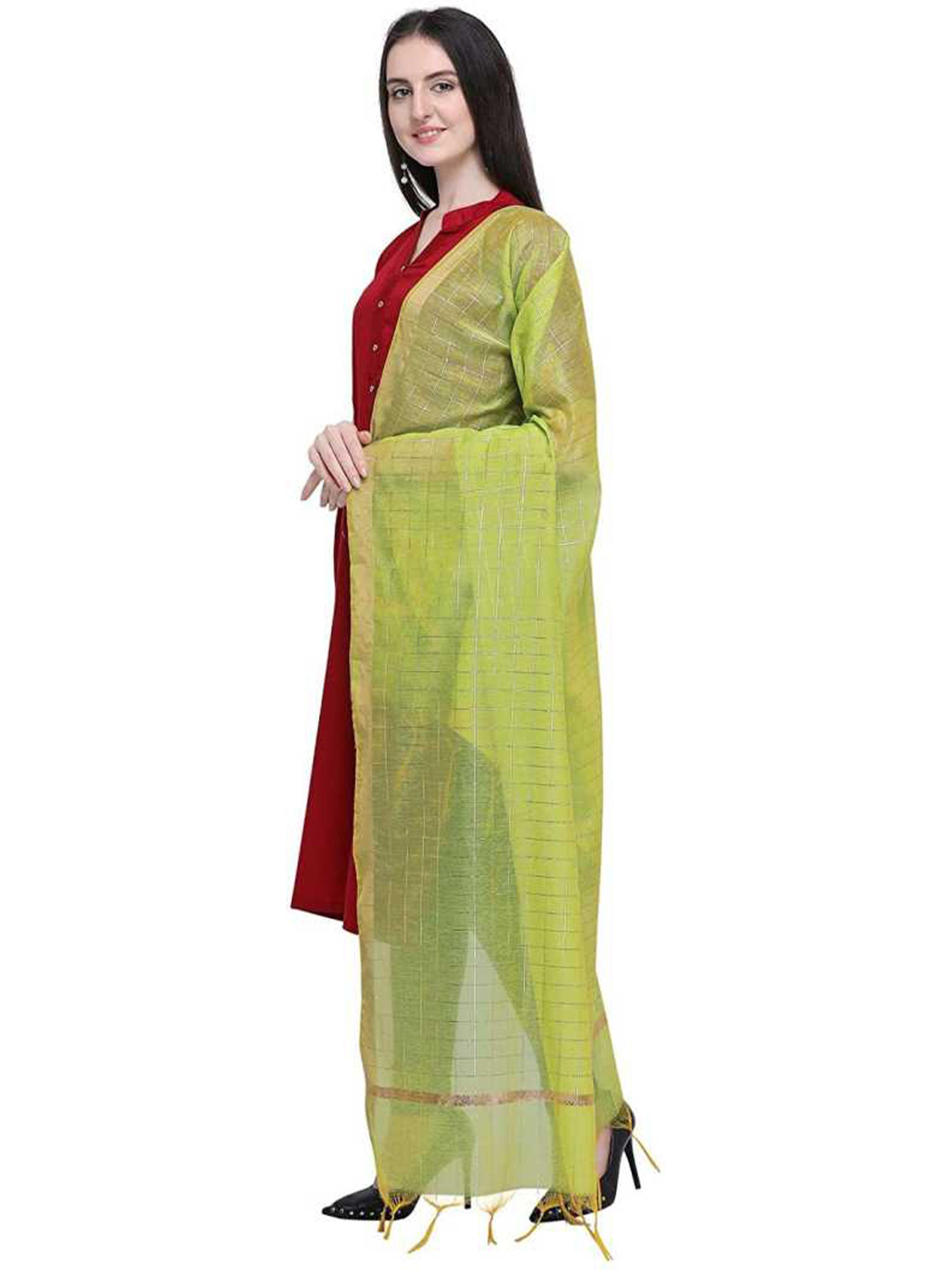 green chanderi women's dupatta - 17927022 - Zoom Image - 2