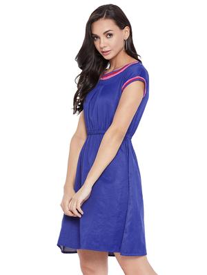 round neck solid a-line dress - 17927290 - Standard Image - 2