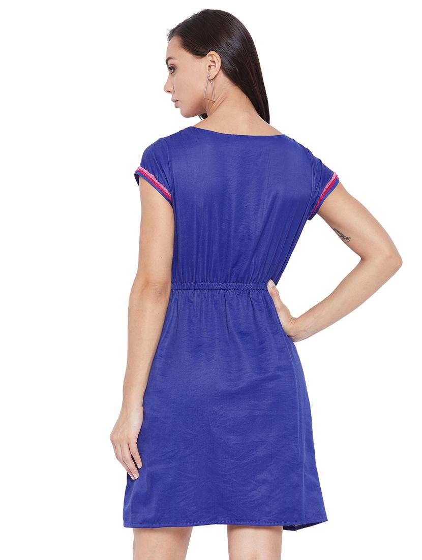 round neck solid a-line dress - 17927290 - Zoom Image - 3