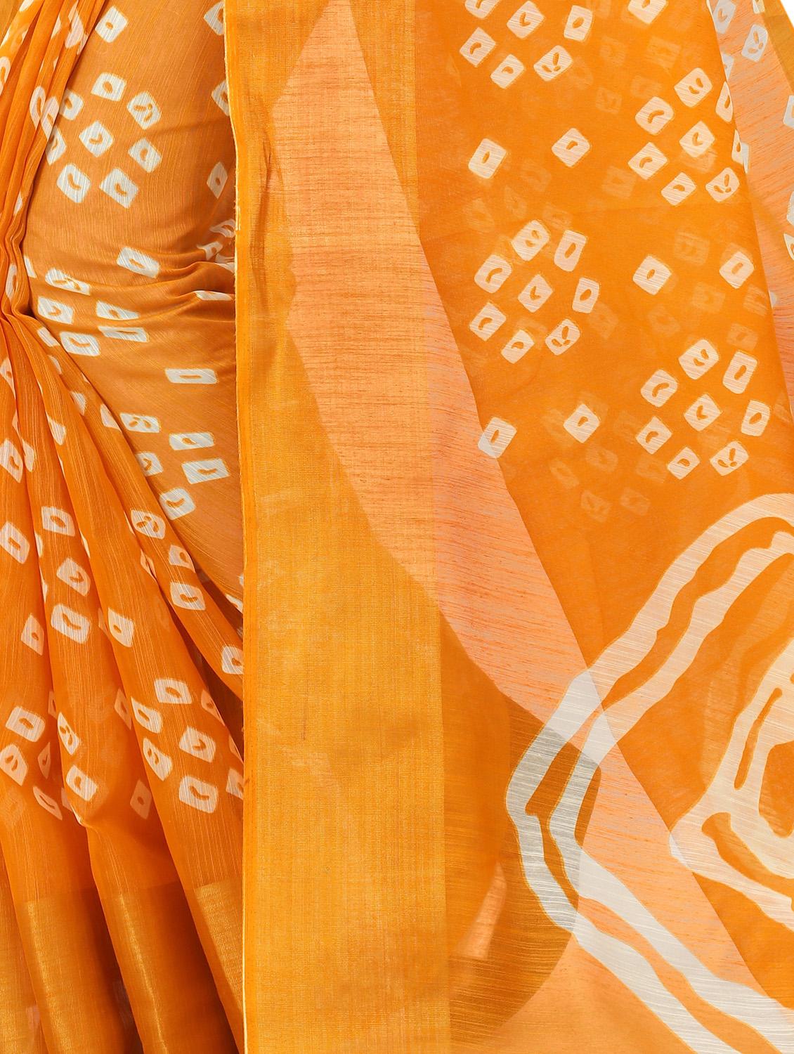 bandhani printed saree with blouse - 17927377 - Zoom Image - 4