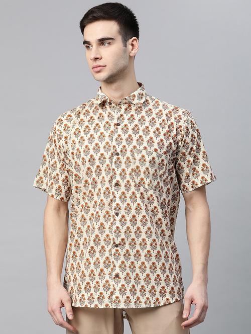 cream printed casual shirt - 17927398 - Standard Image - 1