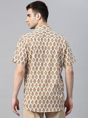 cream printed casual shirt - 17927398 - Standard Image - 3