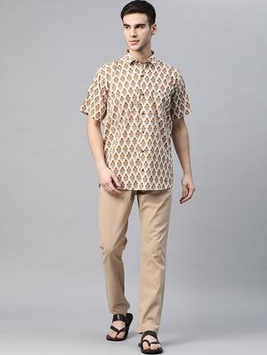 cream printed casual shirt - 17927398 - Standard Image - 4