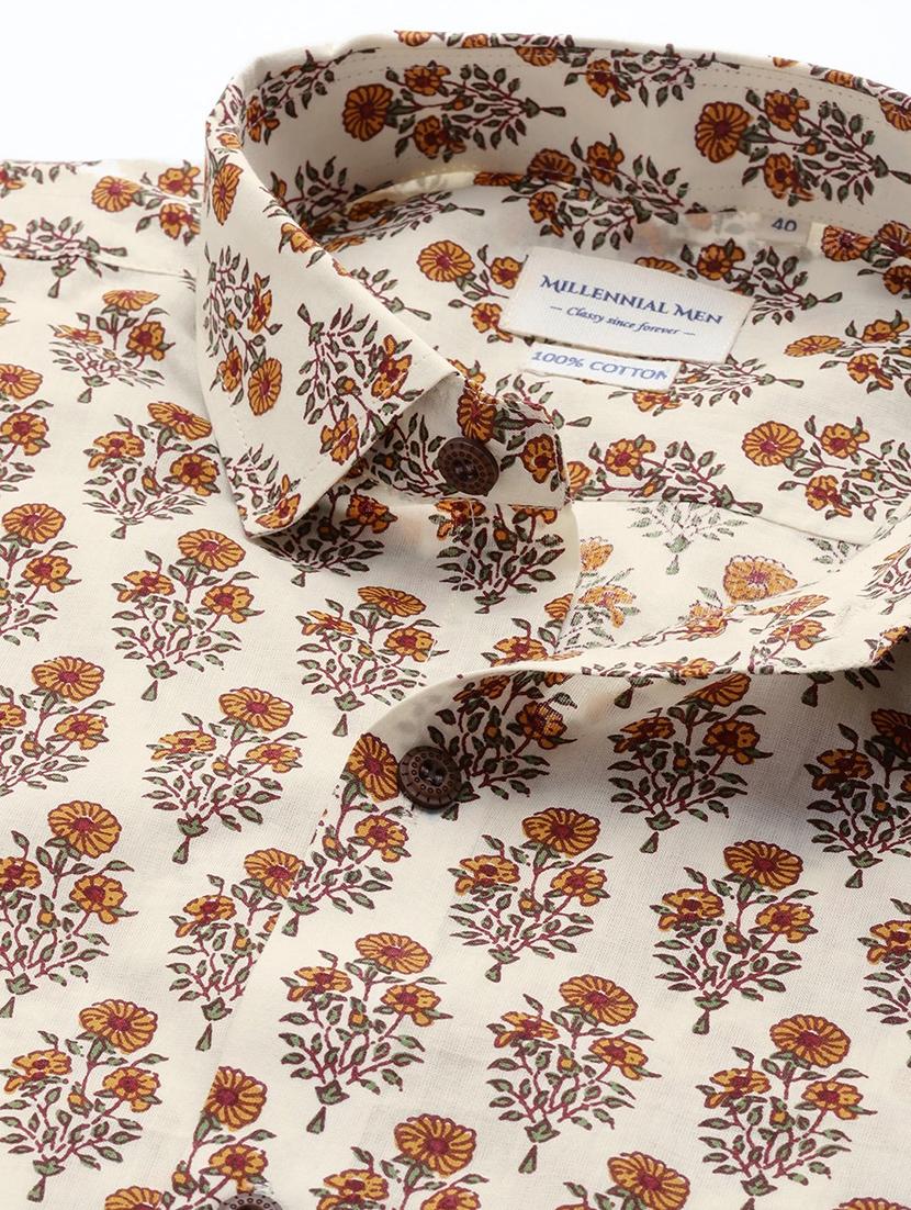cream printed casual shirt - 17927398 - Zoom Image - 5