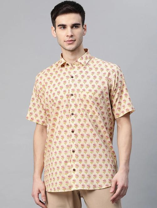 beige printed casual shirt - 17927399 - Standard Image - 1