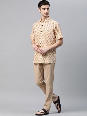 beige printed casual shirt - 17927399 - Standard Image - 4