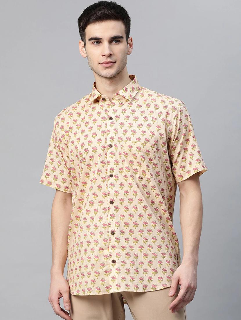 beige printed casual shirt - 17927399 - Zoom Image - 1