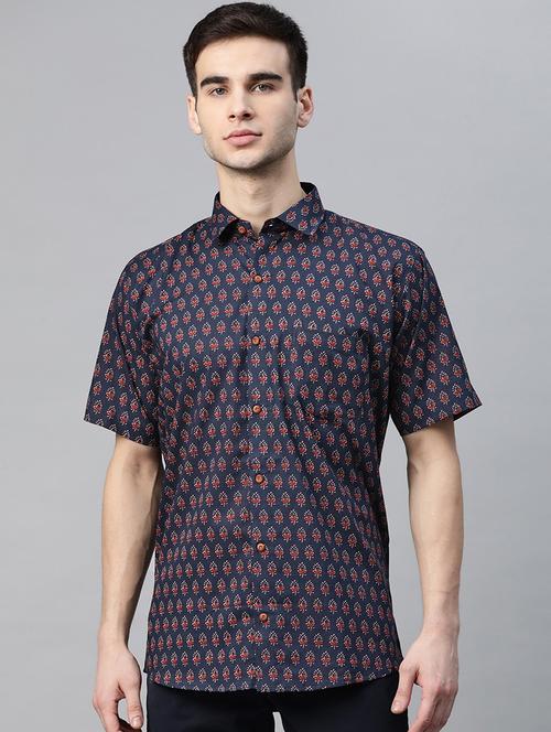 navy blue printed casual shirt - 17927400 - Standard Image - 1