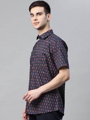 navy blue printed casual shirt - 17927400 - Standard Image - 2