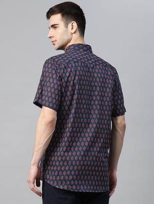 navy blue printed casual shirt - 17927400 - Standard Image - 3