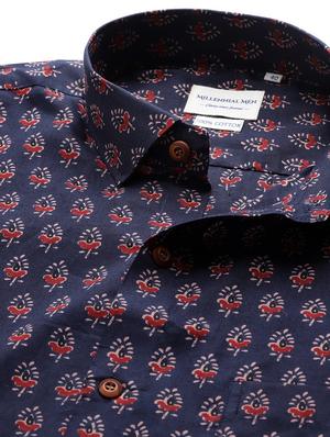 navy blue printed casual shirt - 17927400 - Standard Image - 5