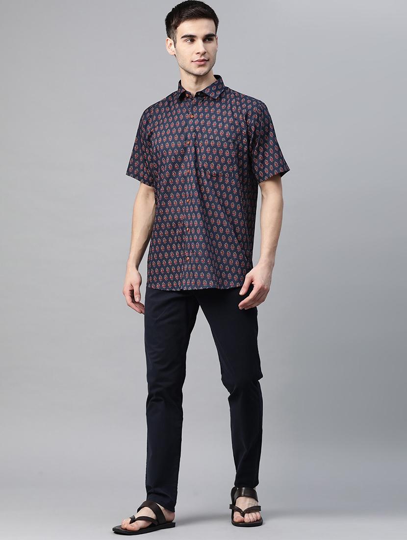 navy blue printed casual shirt - 17927400 - Zoom Image - 4